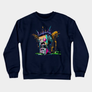 Screaming Robot Radio Head Splatter Crewneck Sweatshirt